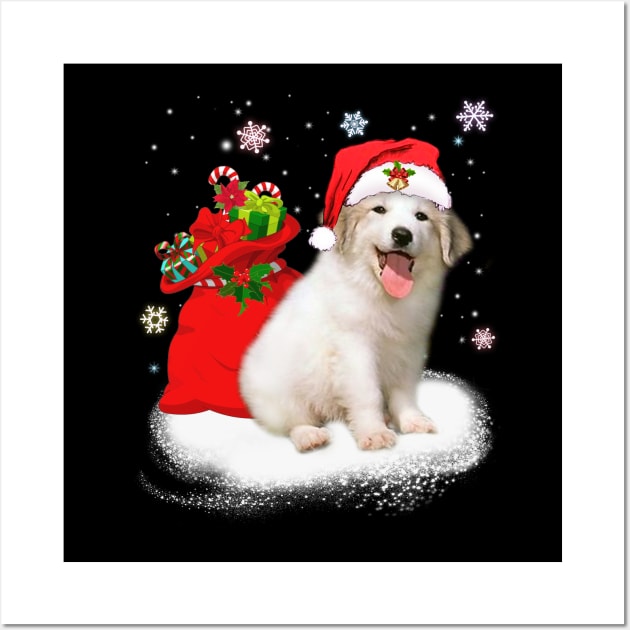 Christmas Santa Great Pyrenees Wall Art by TeeAbe